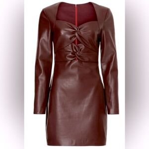 Faux Leather Raisin ColorTwist Mini Dress from One33 Social/Long Sleeve/Size 8